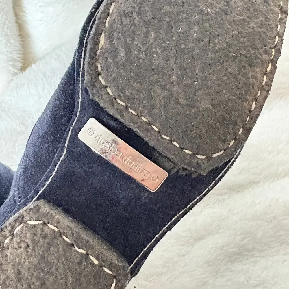 Dusica Dusica Italian Oxford Boots 7 Navy Blue Leather Suede Ankle Booties Zip